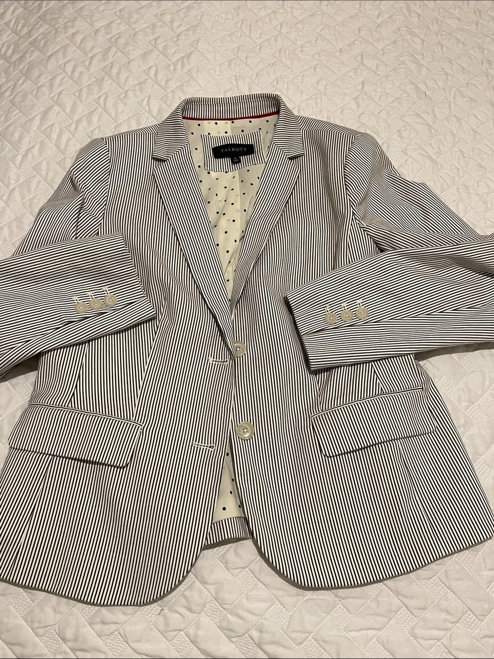 Talbots Black & White Pinstripe Blazer